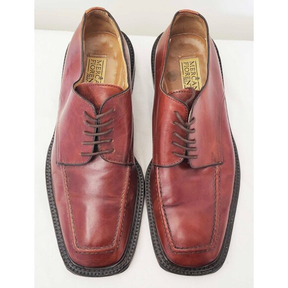 MERCANTI FIORENTINI Men\'s Walnut Brown Leather Square Toe Dress Shoes